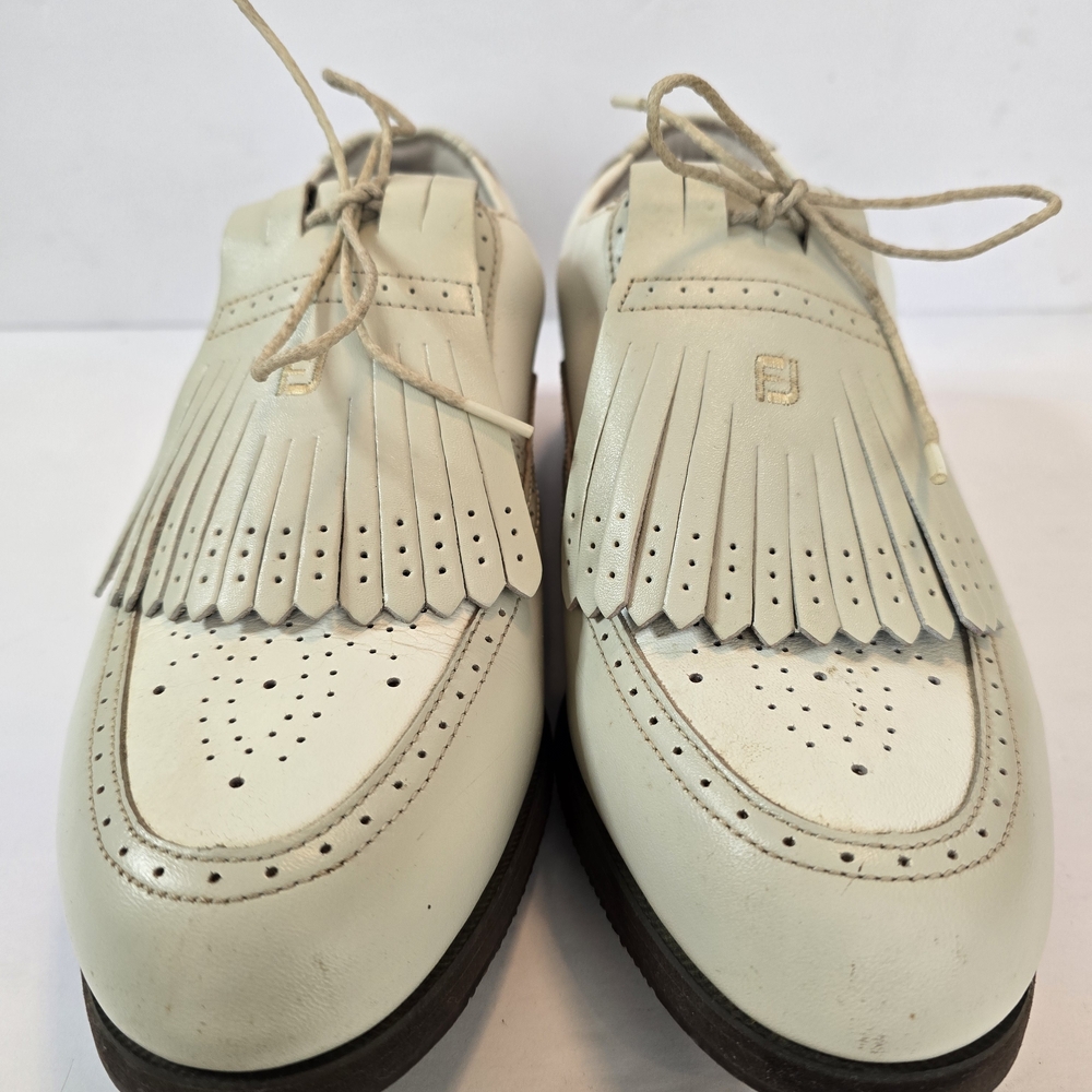 FootJoy Women Cream Leather Fringe Lace-Up Golf Shoes Size 7
